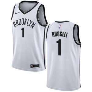 Maillots Basket D'Angelo Russell Brooklyn Nets Association Edition Nike Homme #1 Blanc