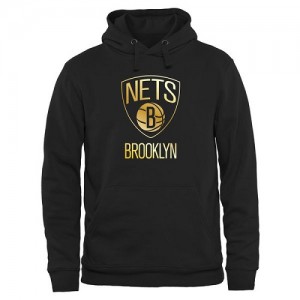  NBA Sweat à capuche De Basket Brooklyn Nets Gold Collection Pullover Noir Homme