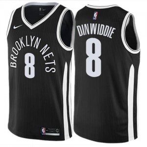 Nike Maillots Spencer Dinwiddie Nets #8 Noir Homme City Edition