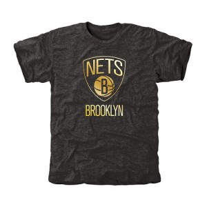  NBA T-Shirt De Nets Noir Homme Gold Collection Tri-Blend
