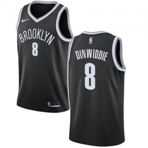 Nike NBA Maillots De Spencer Dinwiddie Brooklyn Nets Enfant #8 Noir Icon Edition