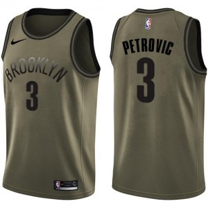 Nike Maillots Basket Drazen Petrovic Nets No.3 Homme vert Salute to Service