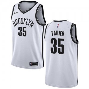 Nike Maillot Faried Nets #35 Association Edition Homme Blanc