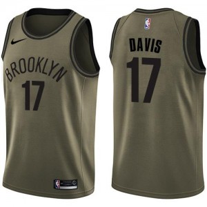 Nike NBA Maillot Ed Davis Nets Homme vert No.17 Salute to Service