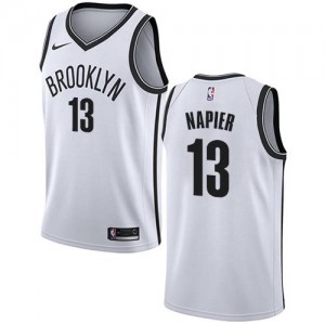 Nike NBA Maillots Basket Shabazz Napier Nets Blanc Homme No.13 Association Edition