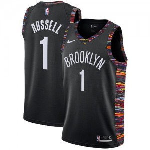 Nike NBA Maillots Basket D'Angelo Russell Brooklyn Nets Noir Homme #1 2018/19 City Edition