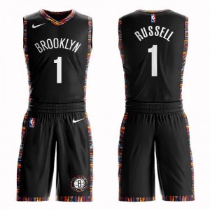 Nike NBA Maillot De D'Angelo Russell Nets #1 Suit City Edition Homme Noir