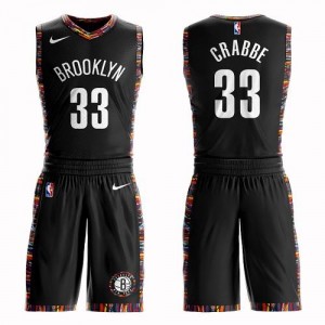 Nike Maillot Basket Crabbe Brooklyn Nets Homme Suit City Edition No.33 Noir