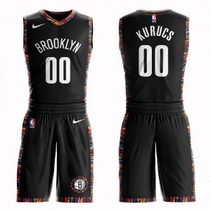 Nike NBA Maillot Rodions Kurucs Nets Enfant Suit City Edition Noir No.00
