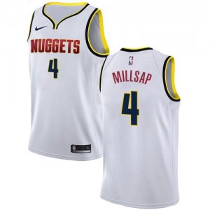 Maillot Basket Millsap Nuggets Blanc No.4 Nike Homme Association Edition