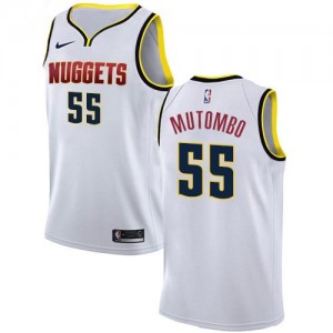 Nike Maillot Basket Dikembe Mutombo Nuggets Association Edition #55 Homme Blanc