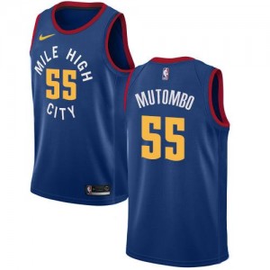 Maillot De Mutombo Denver Nuggets #55 Homme Bleu Statement Edition Nike