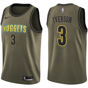Nike Maillots Basket Allen Iverson Nuggets Homme Salute to Service No.3 vert