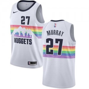 Nike NBA Maillots Basket Jamal Murray Denver Nuggets City Edition Blanc Enfant #27