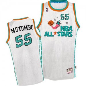 Mitchell and Ness NBA Maillot De Mutombo Denver Nuggets 1996 All Star Throwback Homme No.55 Blanc