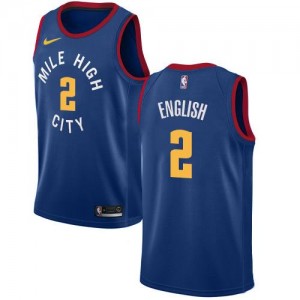 Nike NBA Maillots Basket Alex English Denver Nuggets Bleu No.2 Statement Edition Enfant