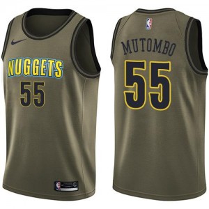 Maillot Basket Dikembe Mutombo Nuggets Nike Salute to Service No.55 vert Homme
