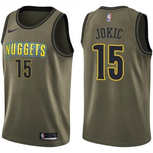 Nike Maillots De Basket Nikola Jokic Denver Nuggets #15 Enfant vert Salute to Service