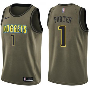 Maillot De Porter Nuggets #1 Nike vert Homme Salute to Service
