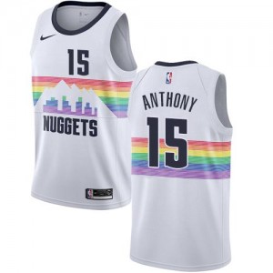Nike Maillot De Carmelo Anthony Nuggets Homme City Edition #15 Blanc