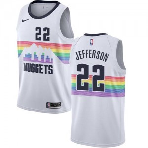 Nike Maillot Jefferson Denver Nuggets Homme City Edition Blanc #22