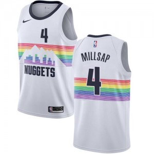 Maillot Basket Millsap Denver Nuggets City Edition Nike #4 Enfant Blanc