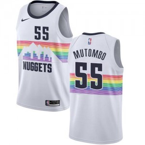 Nike Maillots Basket Mutombo Denver Nuggets City Edition Blanc Enfant #55