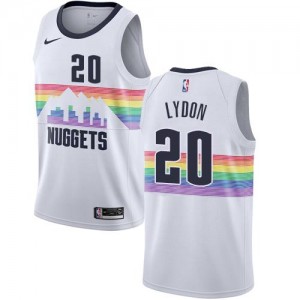 Maillots Basket Lydon Denver Nuggets No.20 Blanc Homme City Edition Nike