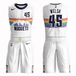 Nike NBA Maillots Basket Welsh Denver Nuggets No.45 Blanc Suit City Edition Enfant