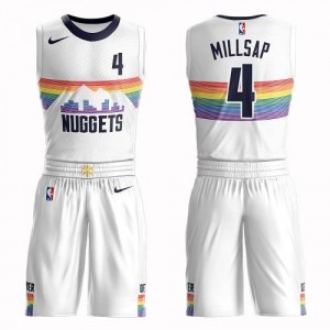 Maillots De Basket Paul Millsap Denver Nuggets Blanc Nike Homme #4 Suit City Edition