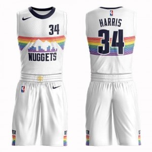 Nike Maillots Basket Harris Denver Nuggets Enfant Suit City Edition No.34 Blanc