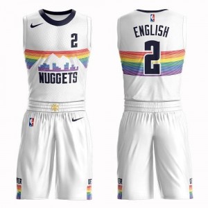 Nike NBA Maillots De Basket English Denver Nuggets #2 Suit City Edition Blanc Enfant