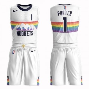 Nike Maillot Basket Michael Porter Nuggets Homme Blanc Suit City Edition #1