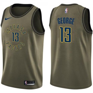 Maillot Paul George Indiana Pacers Nike Enfant No.13 Salute to Service vert