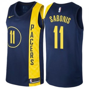 Nike NBA Maillots De Domantas Sabonis Indiana Pacers bleu marine City Edition No.11 Homme
