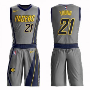 Maillot Basket Thaddeus Young Indiana Pacers Enfant Suit City Edition Nike Gris No.21