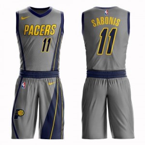 Nike NBA Maillot Basket Sabonis Indiana Pacers Suit City Edition Gris Homme #11