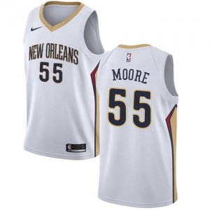 Maillots Basket Moore Pelicans Homme Association Edition Blanc #55 Nike