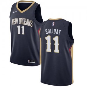 Nike NBA Maillots De Basket Jrue Holiday Pelicans #11 Enfant Icon Edition bleu marine
