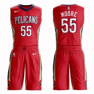 Nike NBA Maillots Basket Moore Pelicans Rouge No.55 Suit Statement Edition Homme
