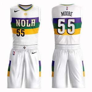 Nike Maillot De E'Twaun Moore Pelicans #55 Blanc Enfant Suit City Edition