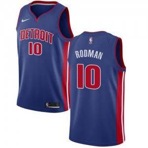 Maillots Basket Dennis Rodman Detroit Pistons Homme Bleu royal Icon Edition #10 Nike