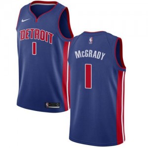 Nike NBA Maillots De Basket Tracy McGrady Detroit Pistons Homme No.1 Icon Edition Bleu royal