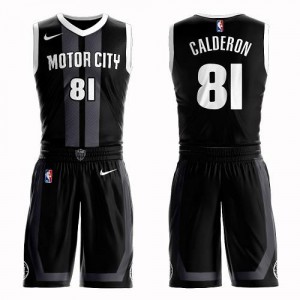Nike Maillots Basket Jose Calderon Pistons Suit City Edition No.81 Noir Homme