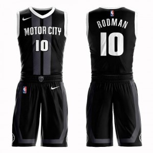 Maillots De Basket Dennis Rodman Pistons Noir No.10 Nike Homme Suit City Edition