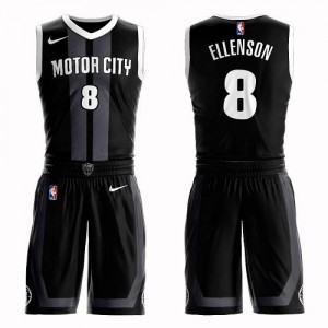 Nike NBA Maillots De Basket Ellenson Detroit Pistons Homme Suit City Edition No.8 Noir