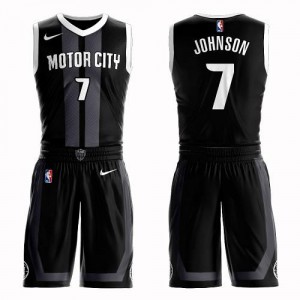 Nike NBA Maillots De Stanley Johnson Pistons #7 Noir Suit City Edition Homme