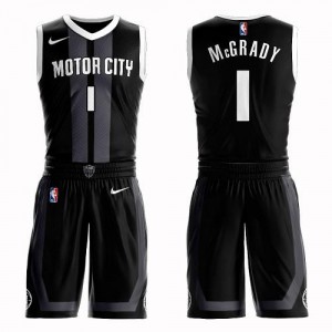 Nike Maillots De McGrady Pistons Suit City Edition No.1 Enfant Noir