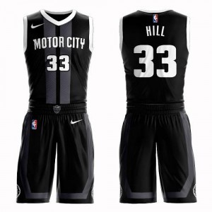 Maillot Basket Hill Detroit Pistons Noir #33 Suit City Edition Nike Enfant