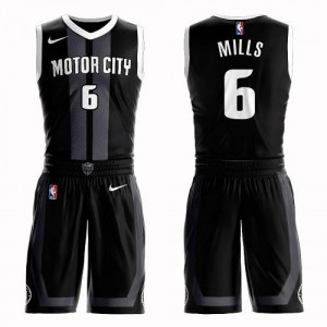 Nike NBA Maillots De Terry Mills Pistons Noir No.6 Homme Suit City Edition